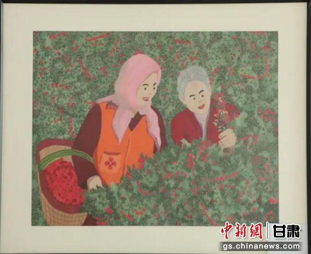 靖遠(yuǎn)縣枸杞種植業(yè)帶動10多萬農(nóng)民脫貧致富。刺繡 王明風(fēng) 繡稿 胡靜