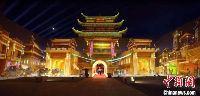 2024年7月15日，甘肅嘉峪關(guān)開啟“夜游”模式。圖為夜游燈光劇《天下嘉峪關(guān)》光影效果。(甘肅嘉峪關(guān)關(guān)城景區(qū)供圖)