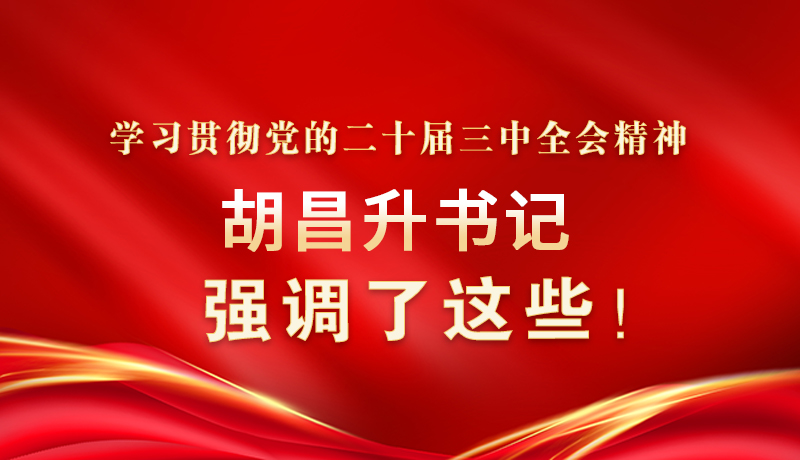 圖解|學(xué)習(xí)貫徹黨的二十屆三中全會(huì)精神 胡昌升書記強(qiáng)調(diào)了這些！